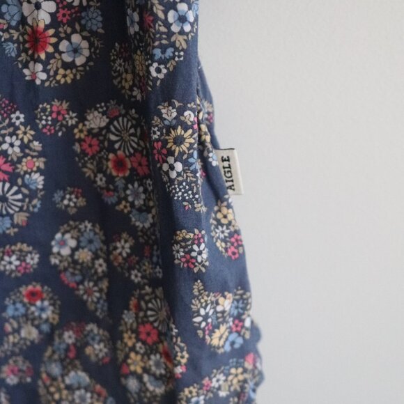 Aigle Womens Blue Sz S Buttoned Henley Short Sleeve Paisley Casual Tunic Top - Picture 10 of 14